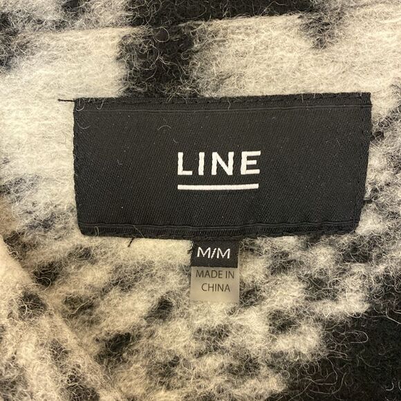 Line the Label Wool Blend Patterned Sweater Coat Black Cream Size - Medium - Picture 8 of 13